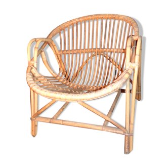 Fauteuil corbeille adulte en bambou 1950