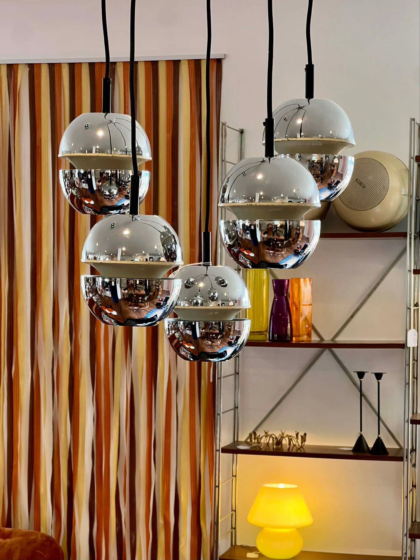 Suspension Space Age 5 openwork lights, 1970s, adjustable