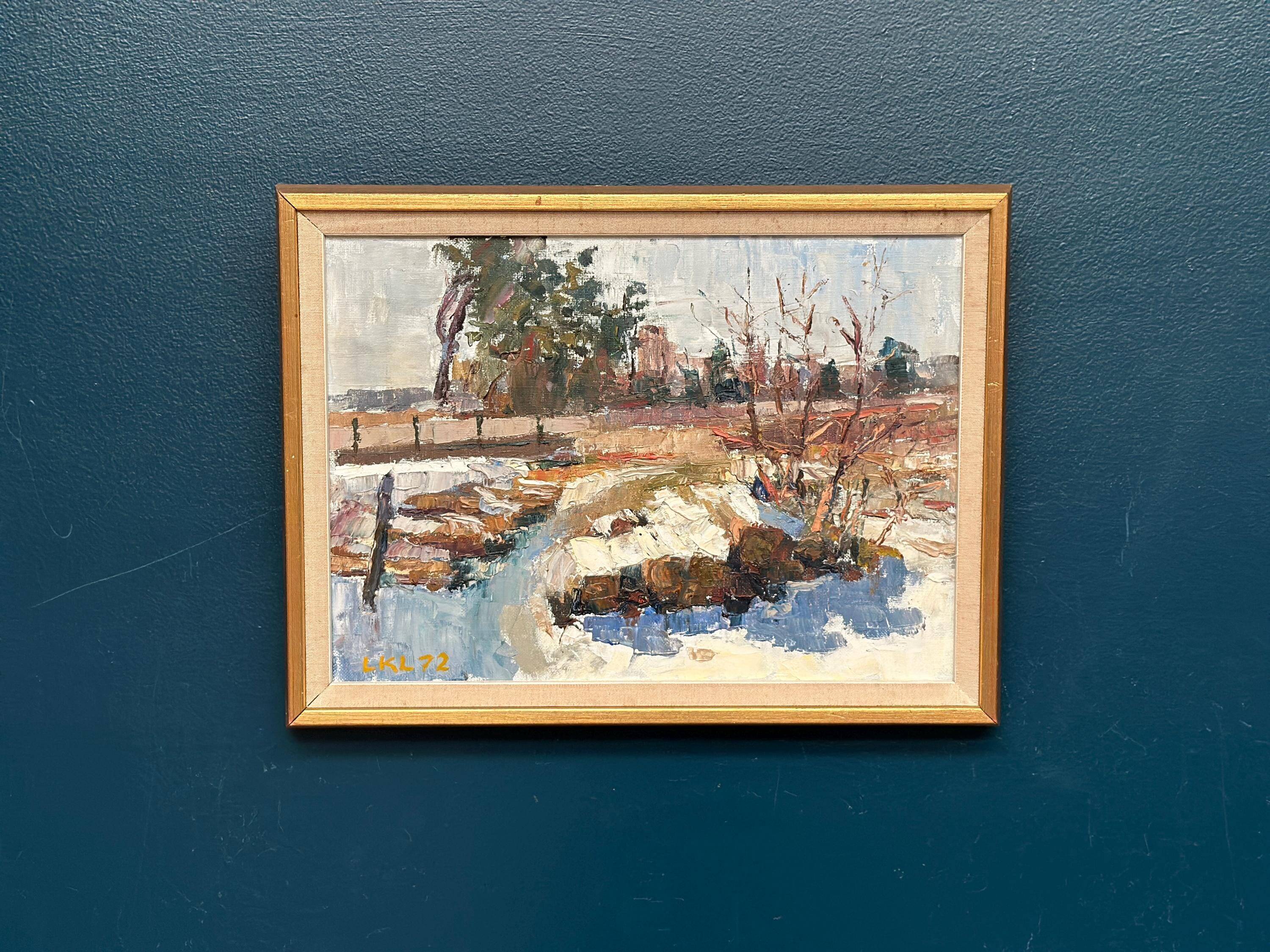 Original Mid Century Swedish Oil On Canvas – “Vinterdag” – Vintage & Framed