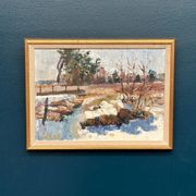 Original Mid Century Swedish Oil On Canvas – “Vinterdag” – Vintage & Framed
