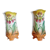 jardinière / vase haut en barbotine (majolique) d'époque Art Nouveau (circa