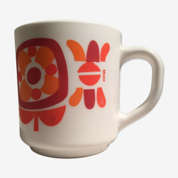 Mug Mobil rouge et orange seventies Arcopal vintage