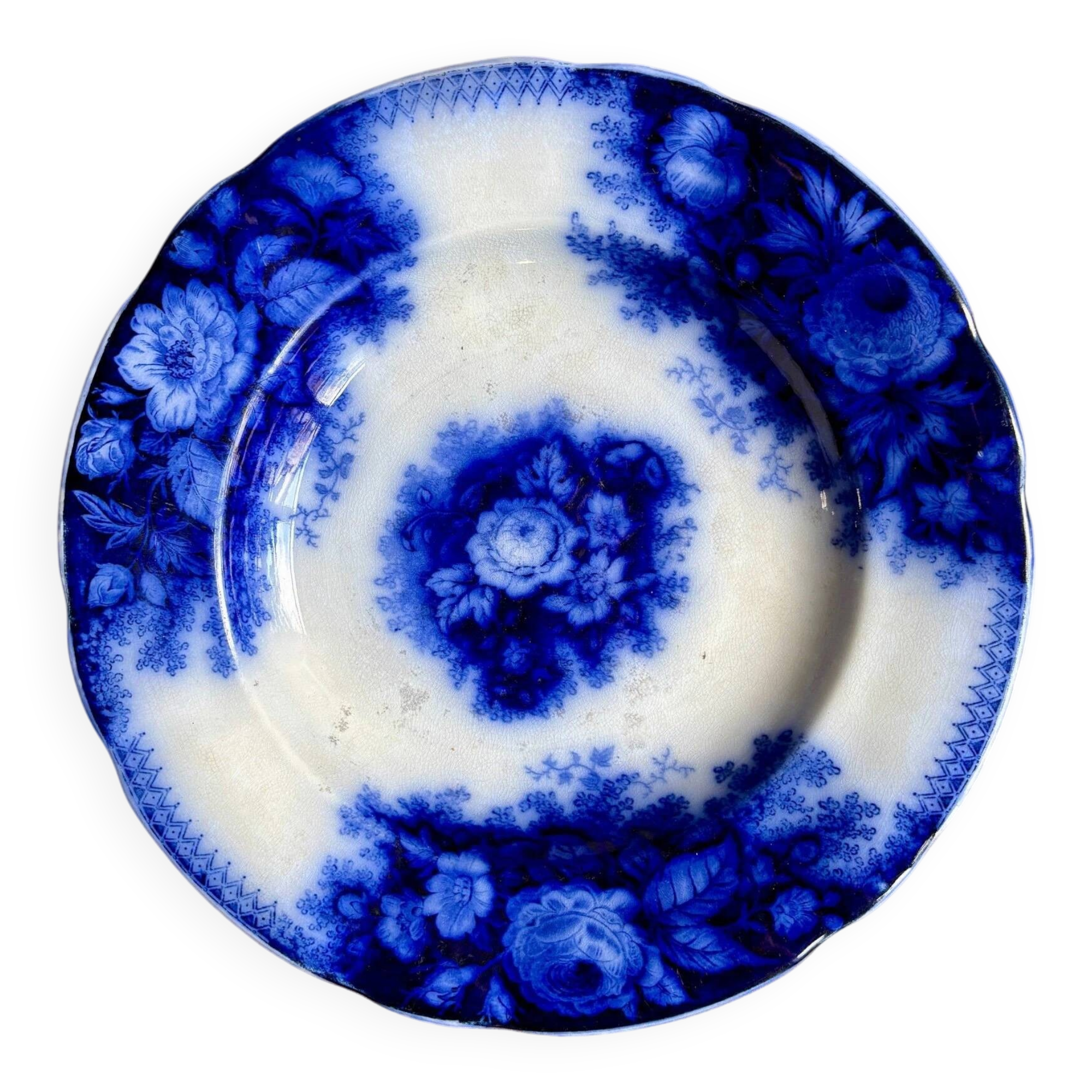 Sarreguemines round hollow dish in blue ironstone