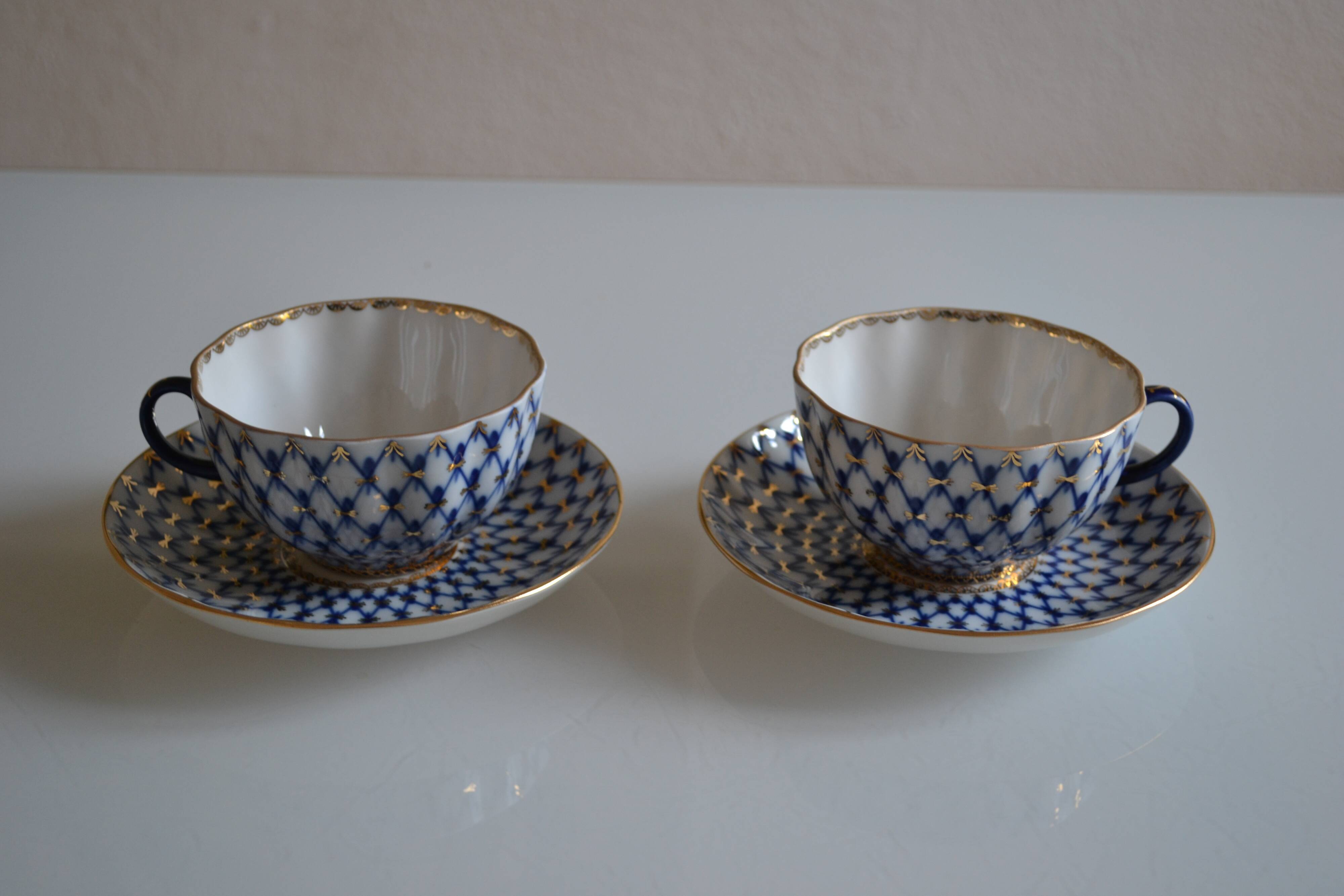 2 Russian Lemonosov porcelain tea cups