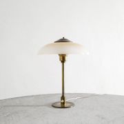 Vintage Danish Mid Century Fog & Mørup Table Lamp in Brass & Glass, 1950s