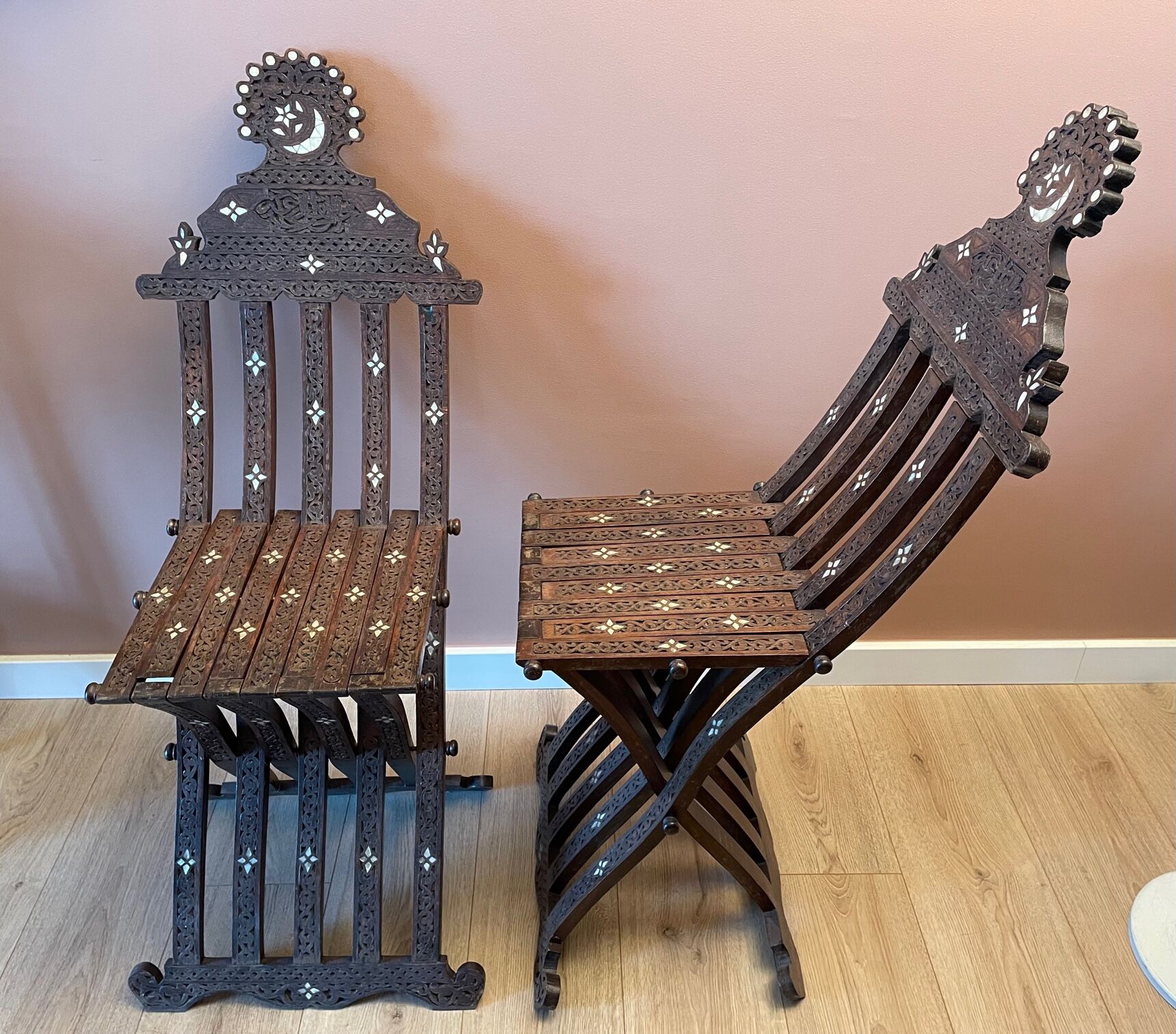 Pair of Syrian chairs inlay of mother-of-pearl