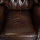 Dark Brown Cowhide  Leather Chesterfield Wingback Chair