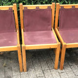Ensemble de 6 chaises de salle à manger en pin sièges en toile