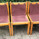 Set of 6 pine dining chairs sling seats canvas upholstery