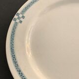 10 flat plates art deco Creil and Montereau model Nancy blue green gray