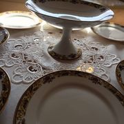 Porcelain service MG early 20th century 8 plates and 1 compote dish.