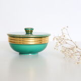 Ceramic jewelry box, green, Elchinger, 1970, vintage French