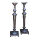 Pair of Grey Painted Wooden Pedestal Columns, Napoleon III Period