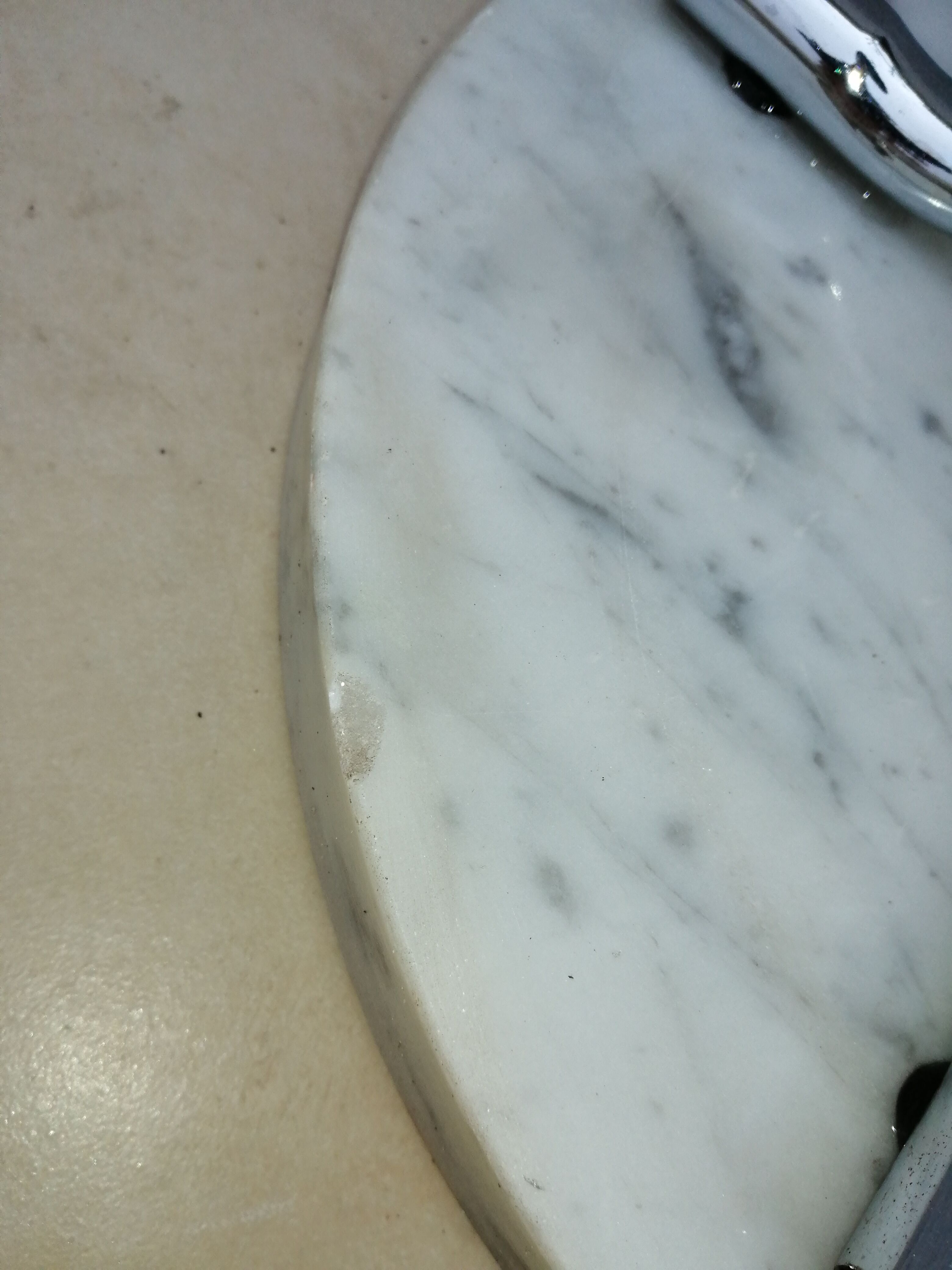 1960 chrome and brown parrot coat rack, 8 balls, marble base