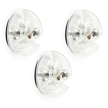 Set of 3 Space Age Glass 'Wave' Wall Lights by Koch & Lowy for P& P, 1970s