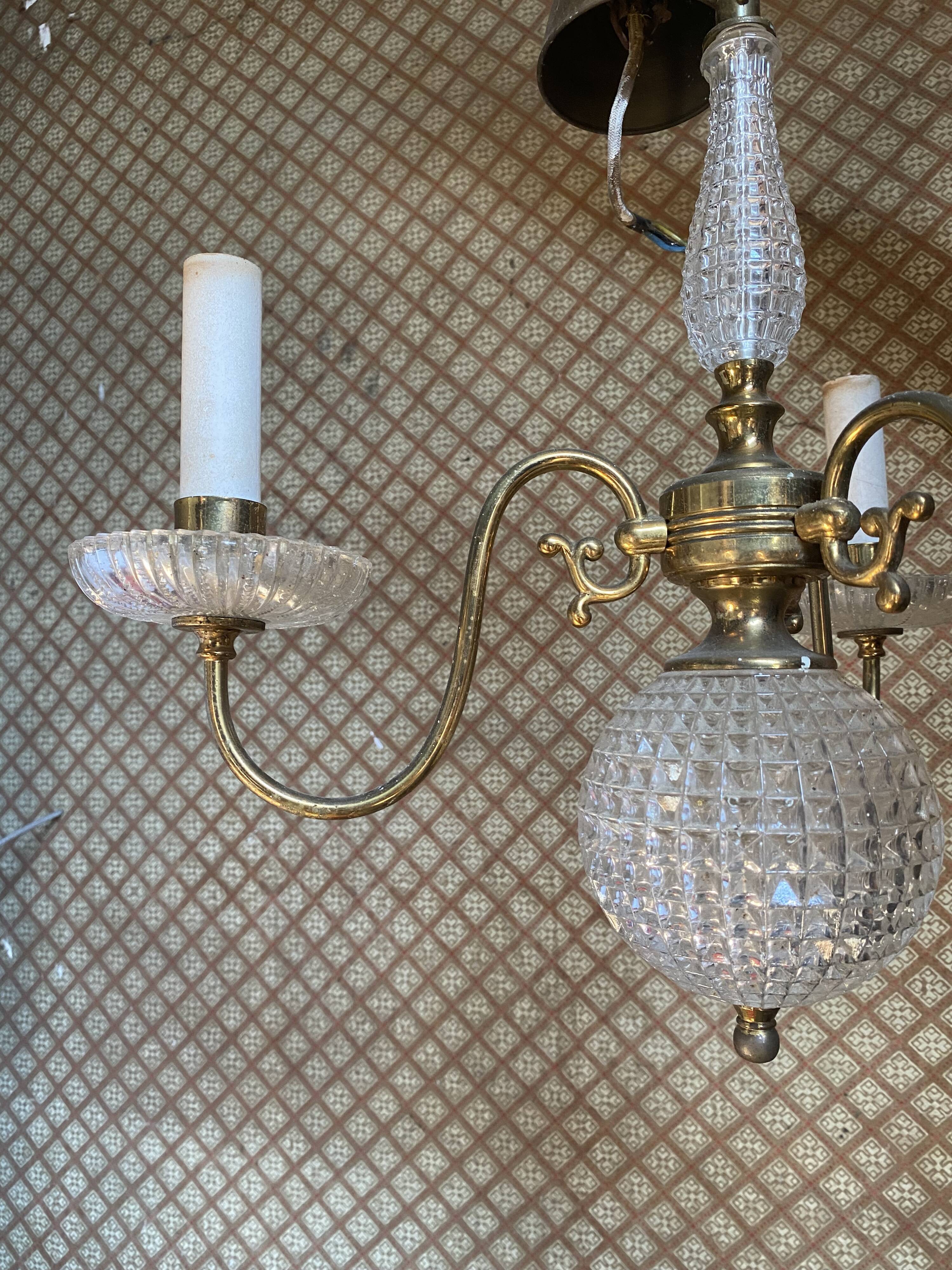 Glass and brass chandelier