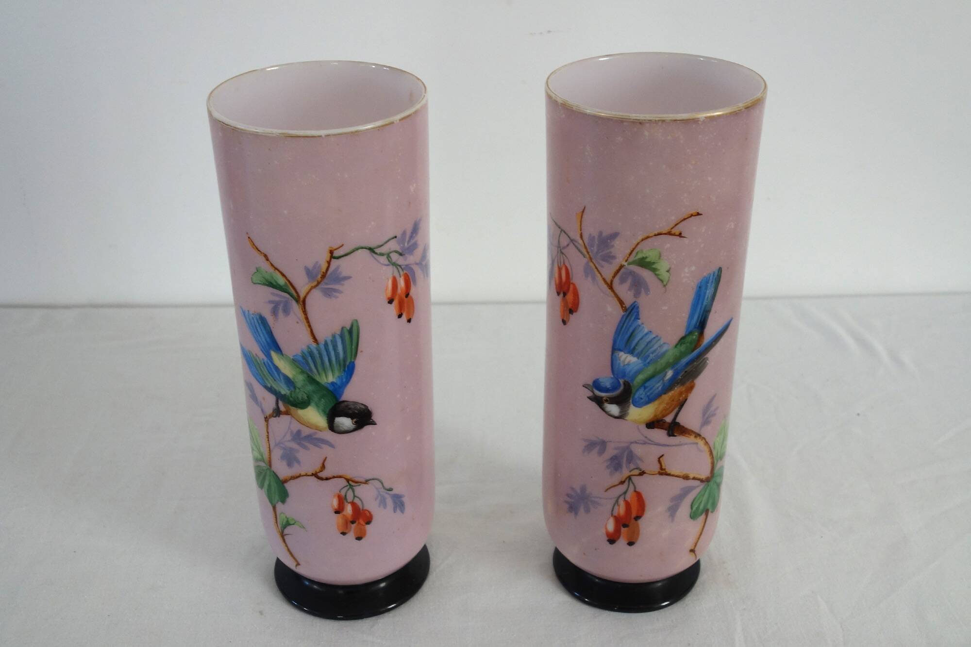 Pair of pink opaline vases from the 1920s