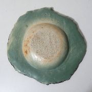 asymmetrical brutalist stoneware bowl signed Vintage