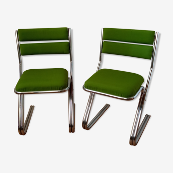 Paire de chaises chromées 1970