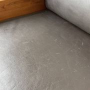 Fauteuil moderniste bois exotique et cuir