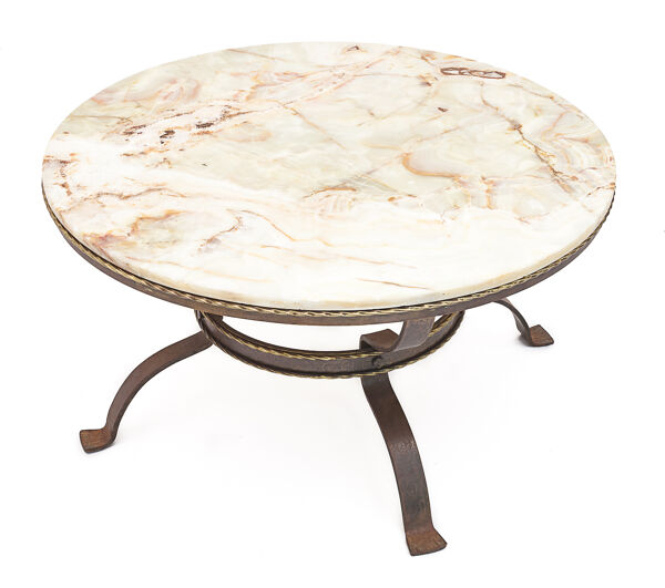 Table ronde fer forgé onyx, 1950