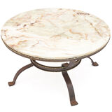 Table ronde fer forgé onyx, 1950