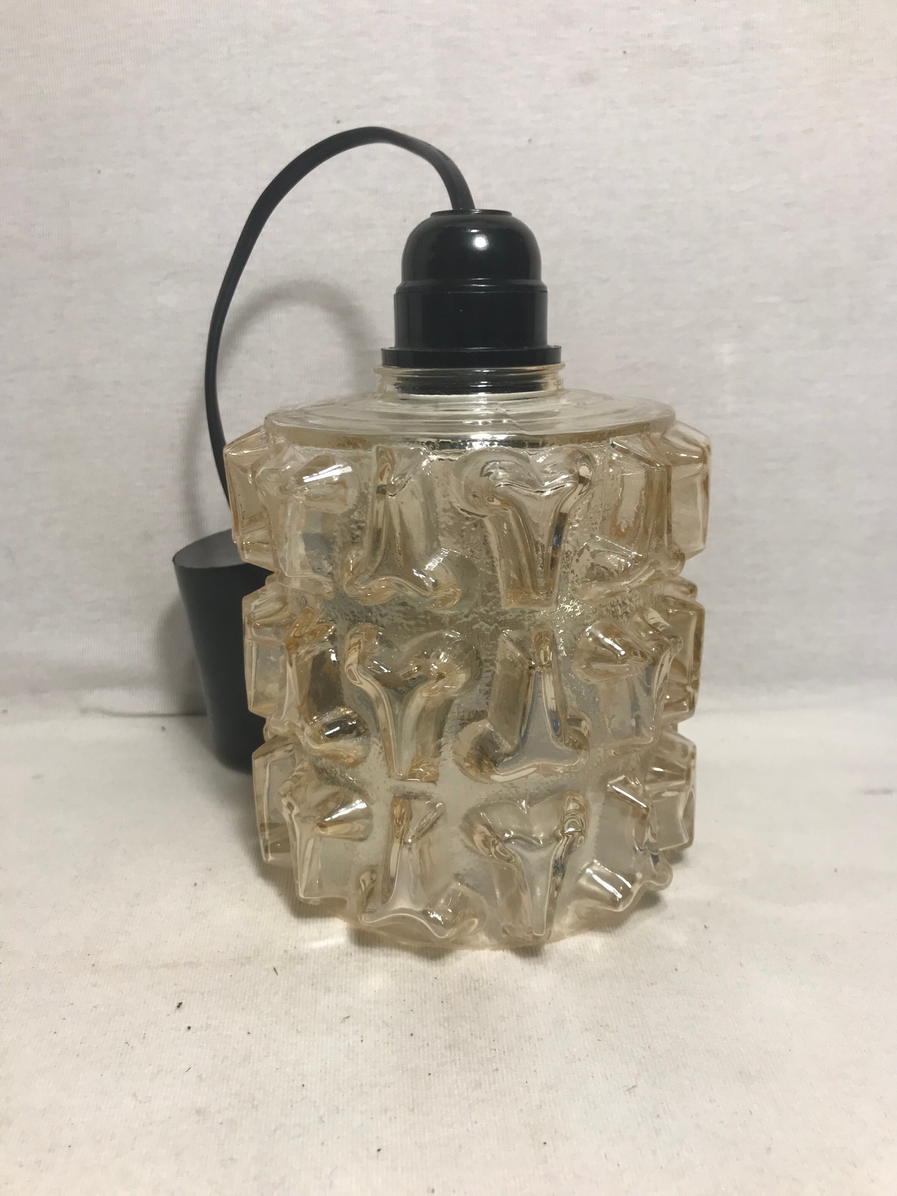 Vintage 70s molded glass pendant