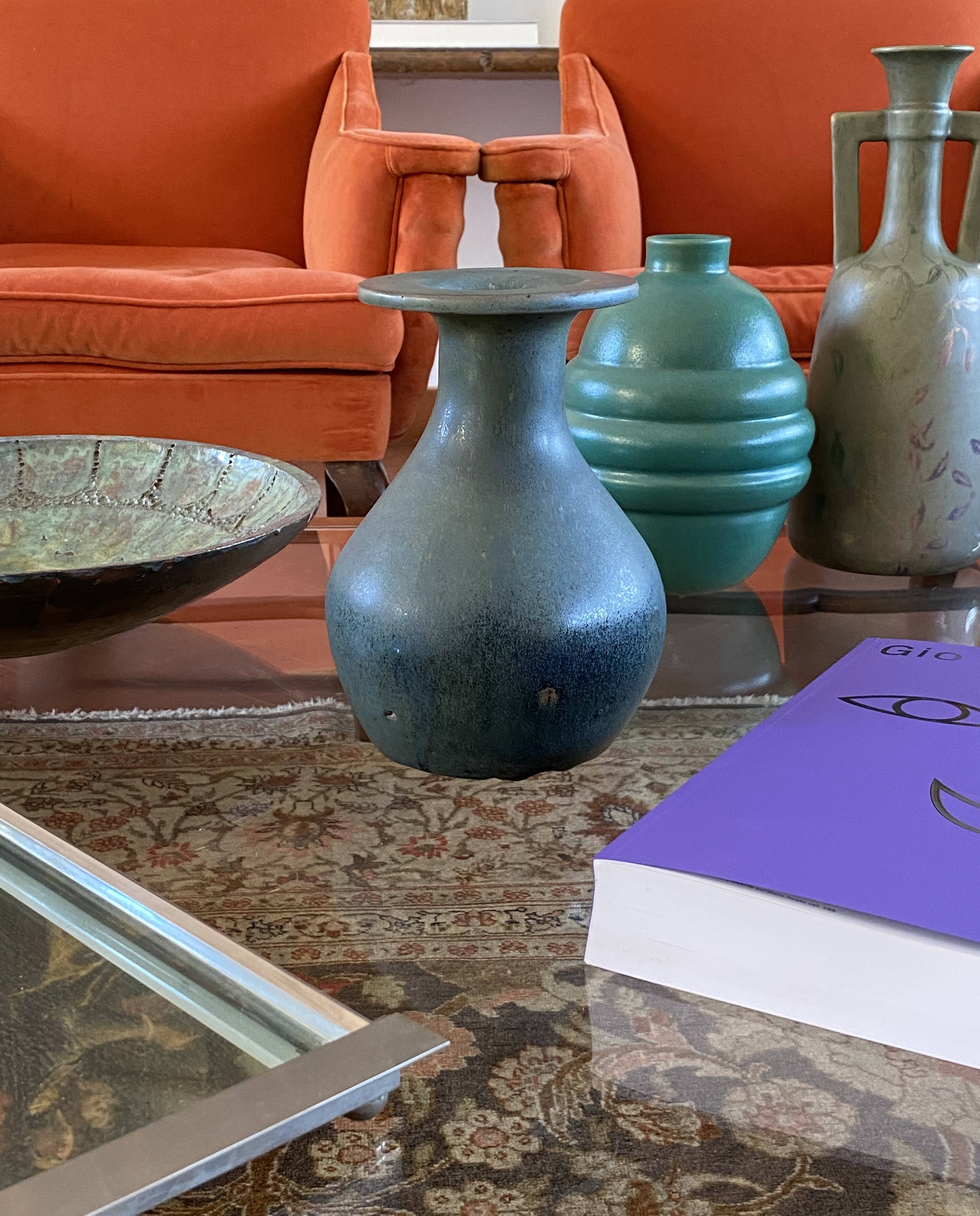 Midcentury light blue ceramic vase, France 1960s