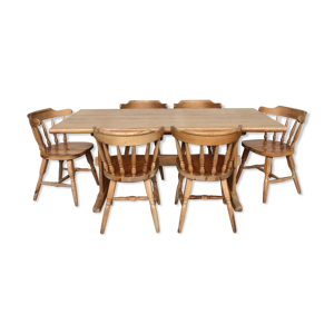 ensemble table et chaises en pins 1950/1960