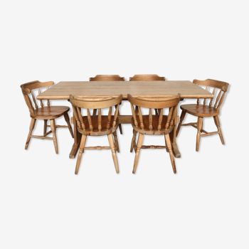 Set table and chairs pine 1950/1960