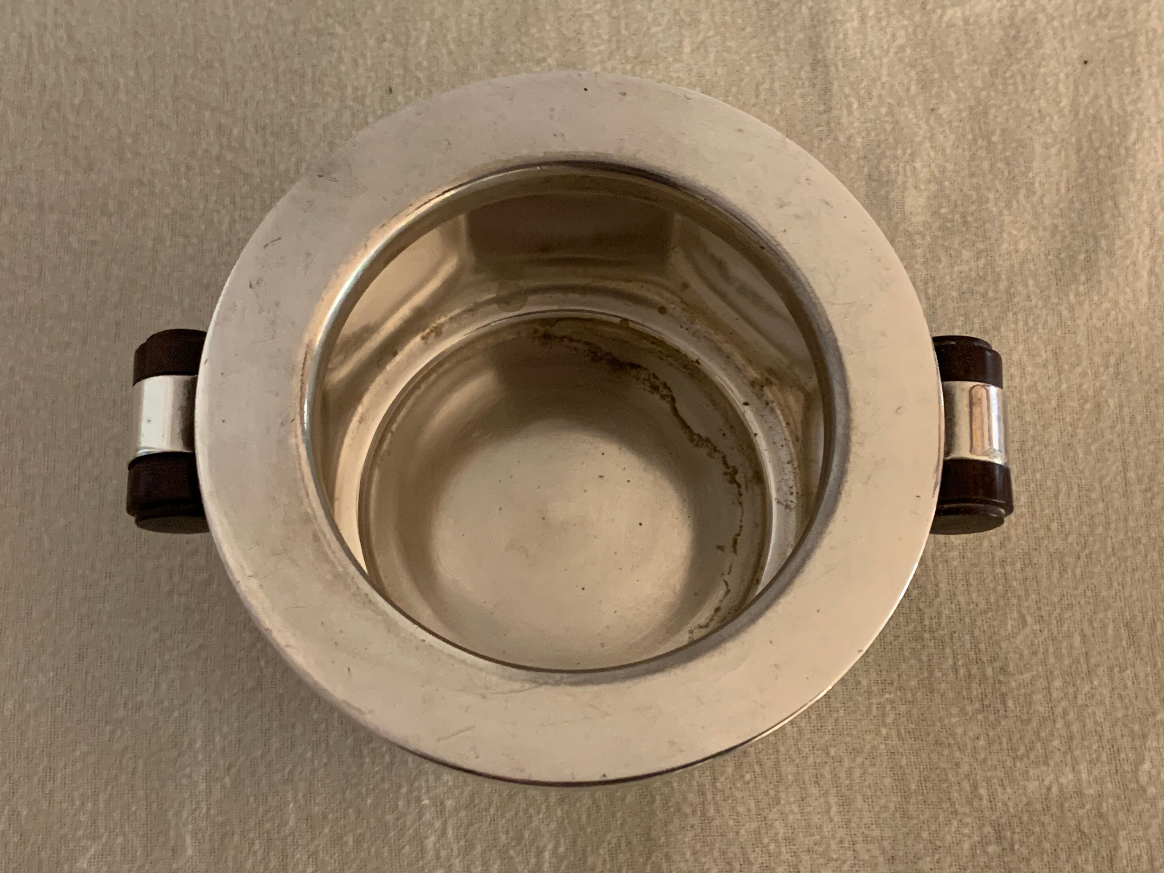 Luc Lanel silver metal and rosewood sugar for Christofle art deco