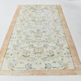 Orange Cream Floral Pattern Farmhouse Vintage Rug, 146x237Cm