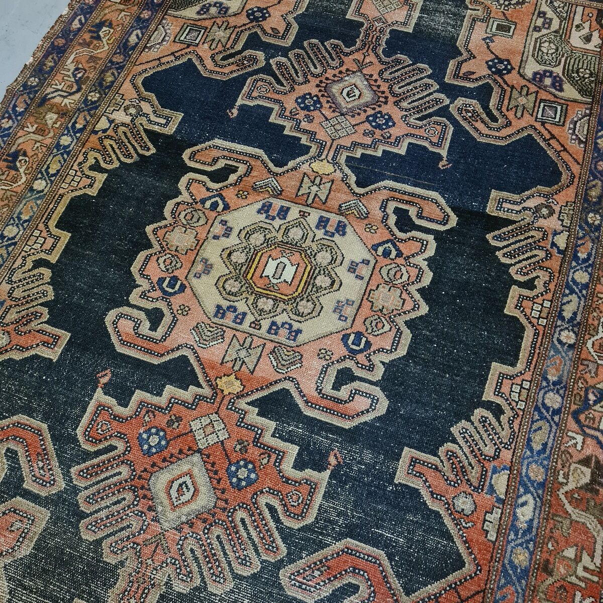 Persian Hand Knotted Wool Hamadan Carpet. Mid 20th Century.