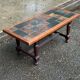 Rectangular coffee table made of solid wood and ceramic 1950