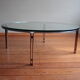 Table basse vintage par Horst Brüning pour Kill International, acier et verre chromés, années 1960.