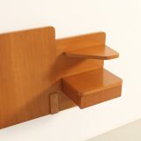 Headboard with teak bedside tables, France, 1960s