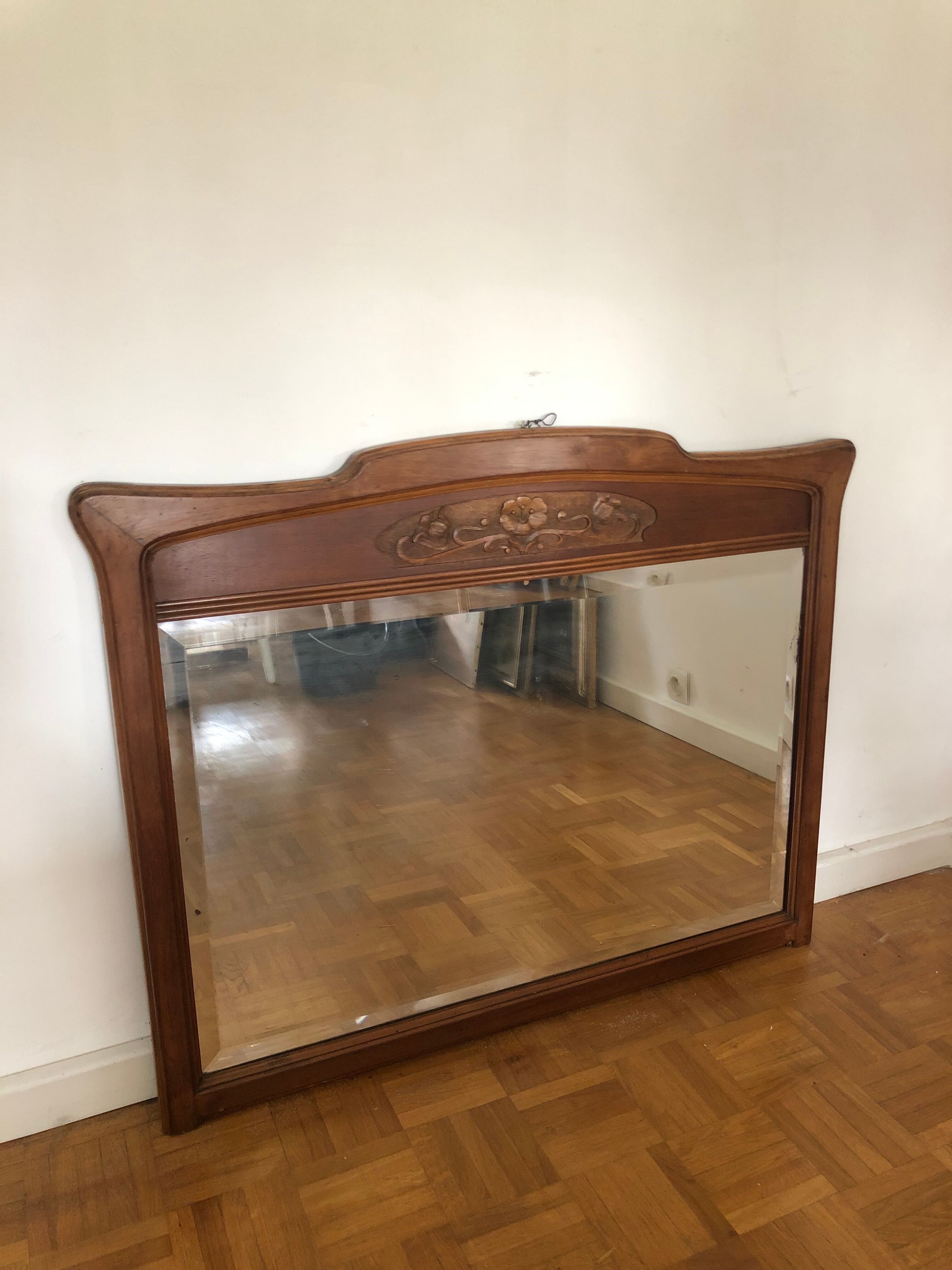 Art Nouveau wooden mirror