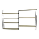 Vintage Nisse Strinning wall rack with 7 off-white shelves