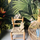 Children's chair blond wood and straw