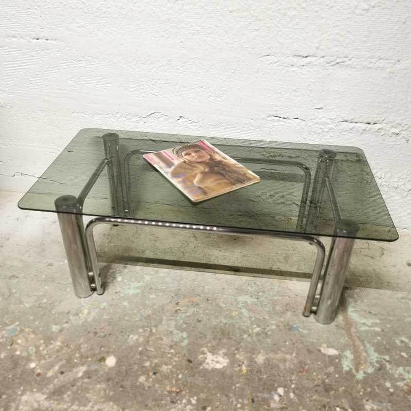 Vintage coffee table smoked glass tray