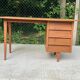 1940s Scandinavian wooden desk with 4 drawers and spindle legs