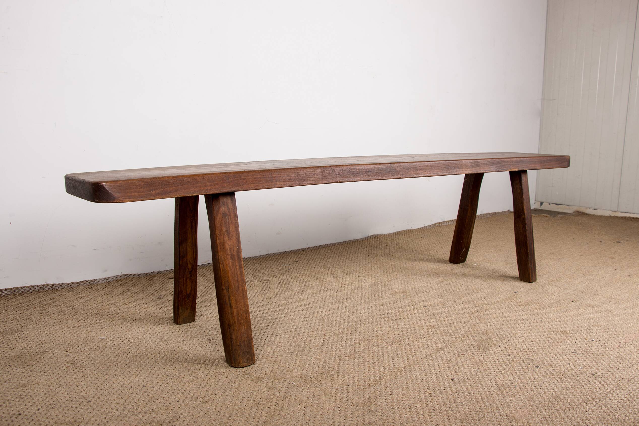 Pair of Scandinavian benches in Solid Elm by Olavi Hanninen 1960.