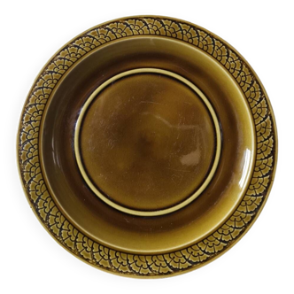 Plat grande assiette barbotine vintage vert majolica Sarreguemines numéroté 1139