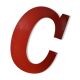 Industrial letter "C" in red metal