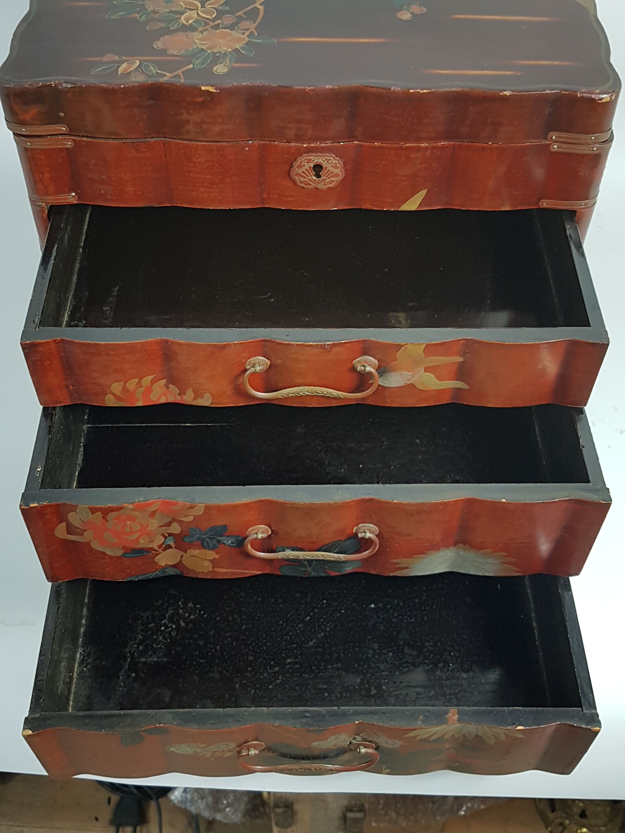 Sewing box or lacquered wood storage Japan early XX