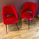 Pair of Pelfran moumoute barrel chairs, vintage from the 60s-70s, compass base.