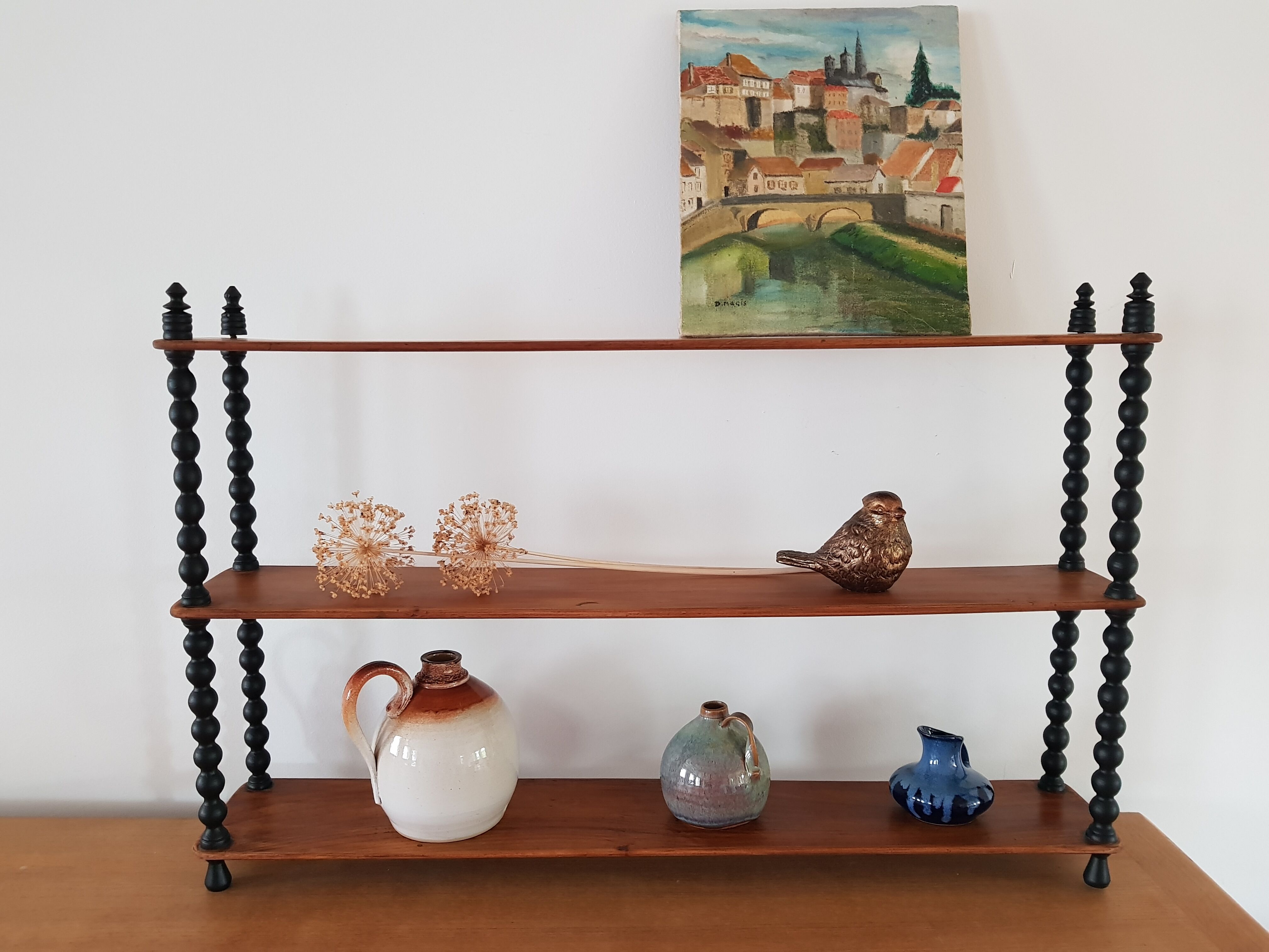 Wooden coil shelf turned