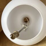 White opaline globe, Space Age ellipse, neck, stacked saucers