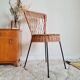 Rattan chair and metal base 50s