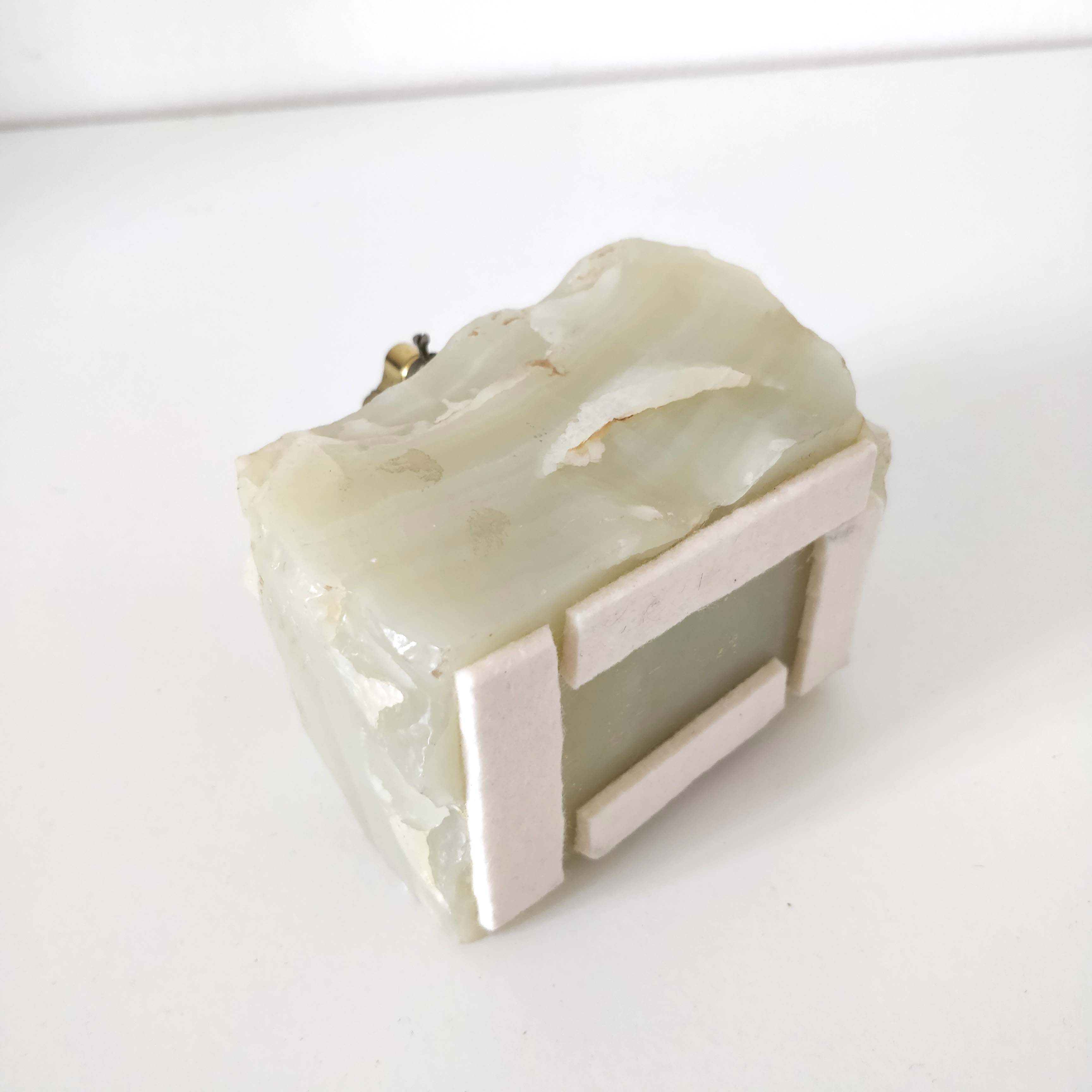 Italian table lighter in alabaster and brass